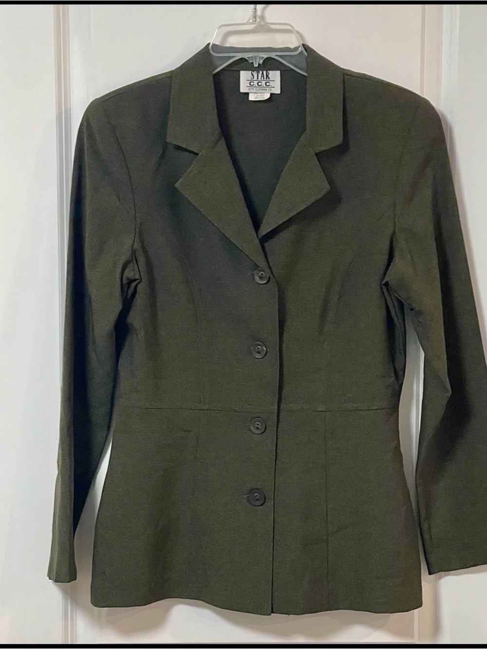 VINTAGE Star C.C.C. Thin Blazer Jacket Green/Gray M